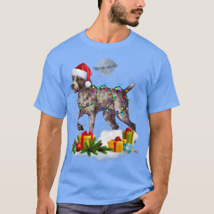 Funny German Drahthaar Pointer Dog Christmas Ligh T-Shirt
