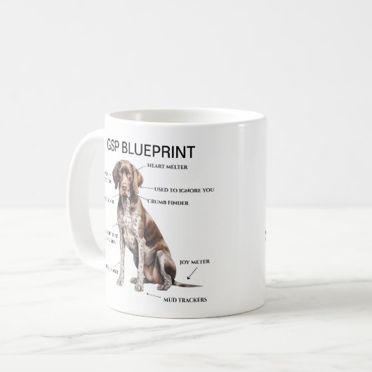 Funny German Kurzhaarige Pointer Blueprint Kaffeetasse (Vorderseite Links)