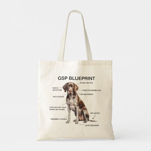 Funny German Kurzhaarige Pointer Blueprint Tragetasche (Rückseite)