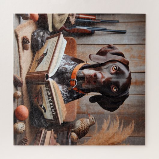 Funny German Kurzhaarige Pointer Hunt Jagen Puzzle (Horizontal)