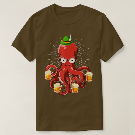 Funny German Lederhosen Octopus Beer Drinker Oktob T-Shirt (Design vorne)