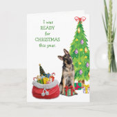 Funny German Shepherd Bereit für Weihnachten (Vorderseite)