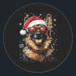 Funny German Shepherd Christmas Dog Weihnachtsmann Runder Aufkleber<br><div class="desc">Funny German Shepherd Christmas Dog Weihnachtsmannmütze</div>