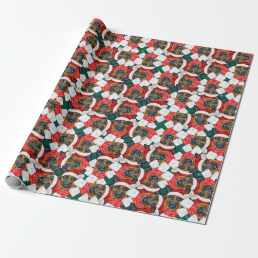 Funny German Shepherd Christmas Pattern Geschenkpapier (Ungerollt)