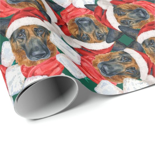 Funny German Shepherd Christmas Pattern Geschenkpapier (Rolleneckpunkt)
