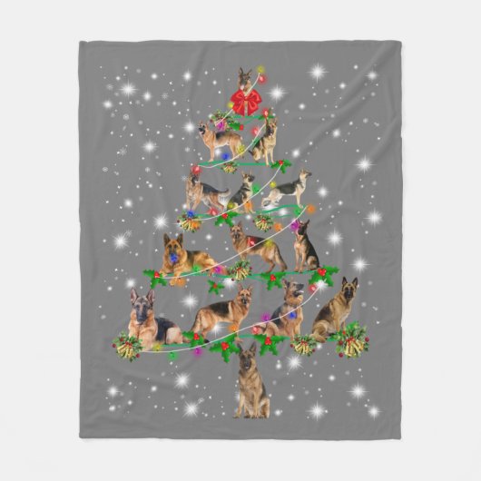 Funny German Shepherd Christmas Tree Decor Ornamen Fleecedecke (Vorderseite)