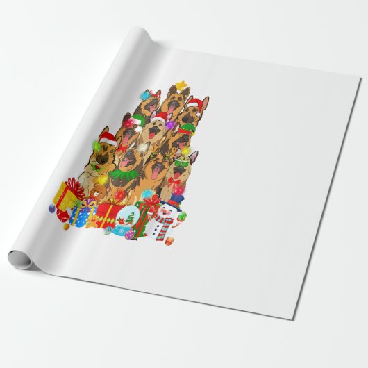 Funny German Shepherd Christmas Tree Lights Gesche Geschenkpapier (Ungerollt)