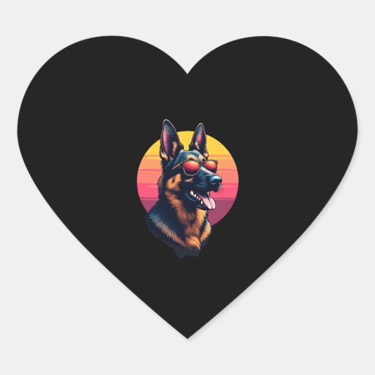 Funny German Shepherd Dog Design Art Kostüm Outfi Herz-Aufkleber (Vorderseite)