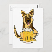 Funny German Shepherd Dog Drinks Bierkunst Postkarte (Vorne/Hinten)
