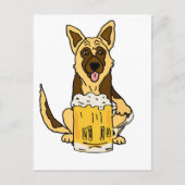 Funny German Shepherd Dog Drinks Bierkunst Postkarte (Vorderseite)