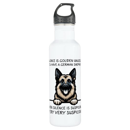 Funny German Shepherd Dog Edelstahlflasche (Vorderseite)