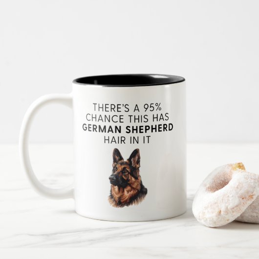 Funny German Shepherd Dog Hair Zweifarbige Tasse (Mit Donut)