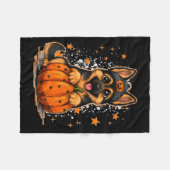 Funny German Shepherd Dog Halloween Pumpkin Graphi Fleecedecke (Vorderseite (Horizontal))