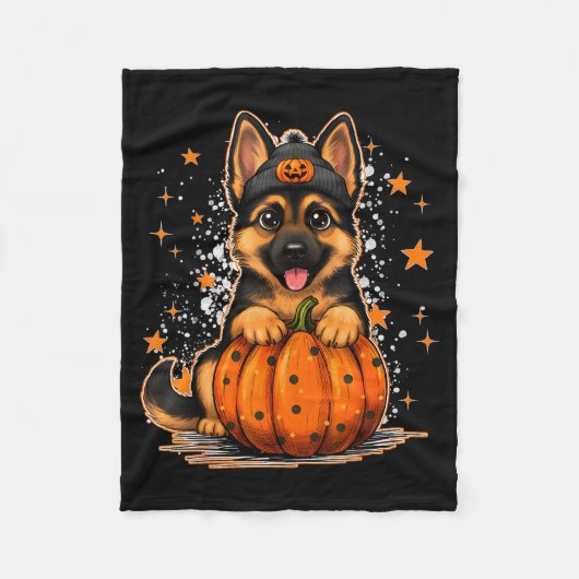 Funny German Shepherd Dog Halloween Pumpkin Graphi Fleecedecke (Vorderseite)