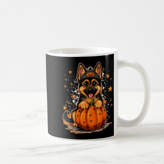 Funny German Shepherd Dog Halloween Pumpkin Graphi Kaffeetasse (Rechts)