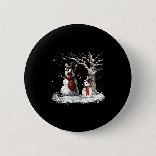 Funny German Shepherd Dog In The Snow Tree Christm Button (Vorderseite)