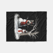 Funny German Shepherd Dog In The Snow Tree Christm Fleecedecke (Vorderseite (Horizontal))