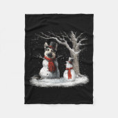Funny German Shepherd Dog In The Snow Tree Christm Fleecedecke (Vorderseite)