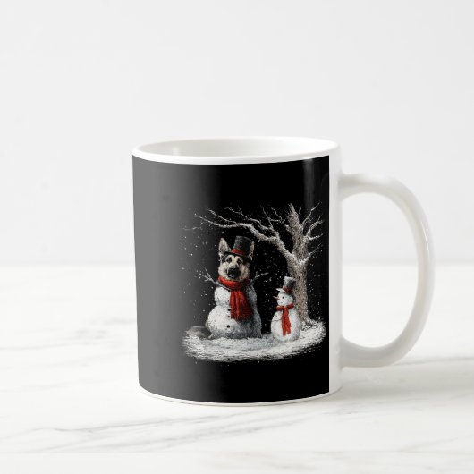 Funny German Shepherd Dog In The Snow Tree Christm Kaffeetasse (Rechts)
