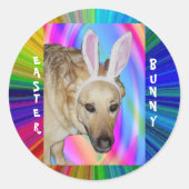 Funny German Shepherd Dog & Ostersonnige Ohren Runder Aufkleber (Vorderseite)