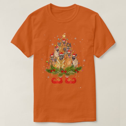 Funny German Shepherd Dog Tree Lights Weihnachtsma T-Shirt (Design vorne)