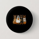 Funny German Shepherd Hunde Dressed as Ghost Soky Button (Vorderseite)