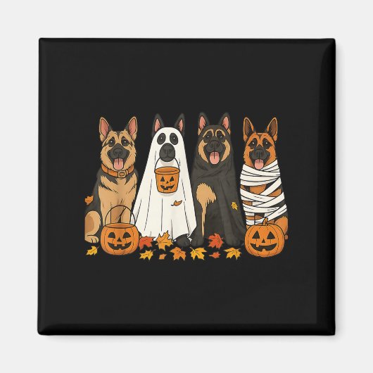 Funny German Shepherd Hunde Dressed as Ghost Soky Magnet (Vorne)