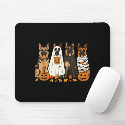 Funny German Shepherd Hunde Dressed as Ghost Soky Mousepad (Mit Mouse)