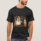 Funny German Shepherd Hunde Dressed as Ghost Soky  T-Shirt (Vorderseite)