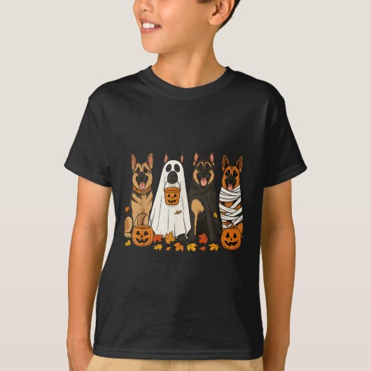 Funny German Shepherd Hunde Dressed as Ghost Soky T-Shirt (Vorderseite)