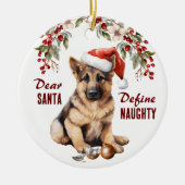 Funny German Shepherd Pup Definition Naughty Chris Keramik Ornament (Vorne)