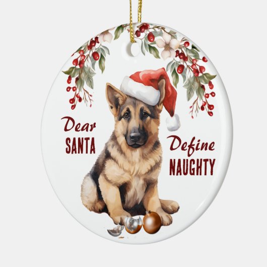 Funny German Shepherd Pup Definition Naughty Chris Keramik Ornament (Links)