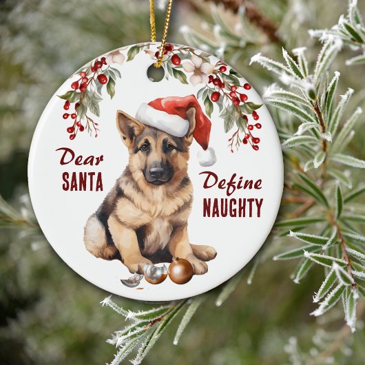 Funny German Shepherd Pup Definition Naughty Chris Keramik Ornament