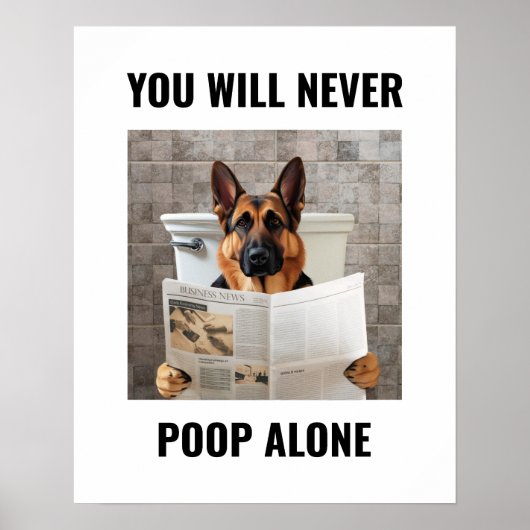 Funny German Shepherd sitzt auf der Toilette Wand Poster (Vorne)