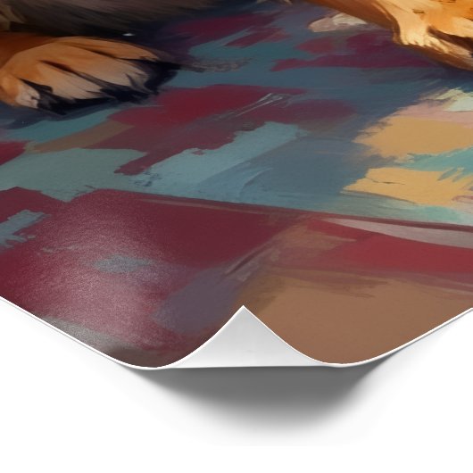 Funny German Shepherd Tangled in Christmas Lights Poster (Ecke)