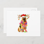 Funny German Shepherd Weihnachtsmannmütze Xmas Lig Ankündigungspostkarte (Vorne/Hinten)