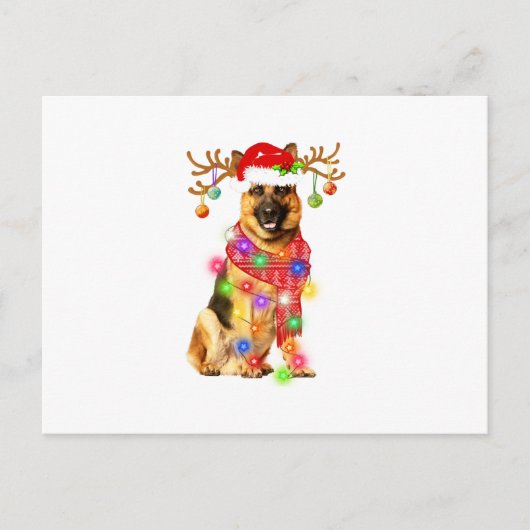 Funny German Shepherd Weihnachtsmannmütze Xmas Lig Ankündigungspostkarte (Vorderseite)