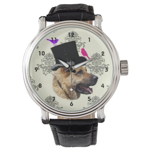 Funny German shepherdog Armbanduhr (Vorderseite)