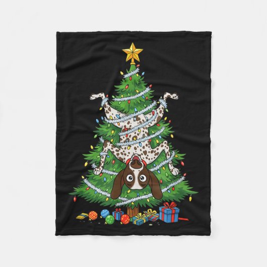 Funny German Shorthaired Inter Dog Christmas Tree  Fleecedecke (Vorderseite)