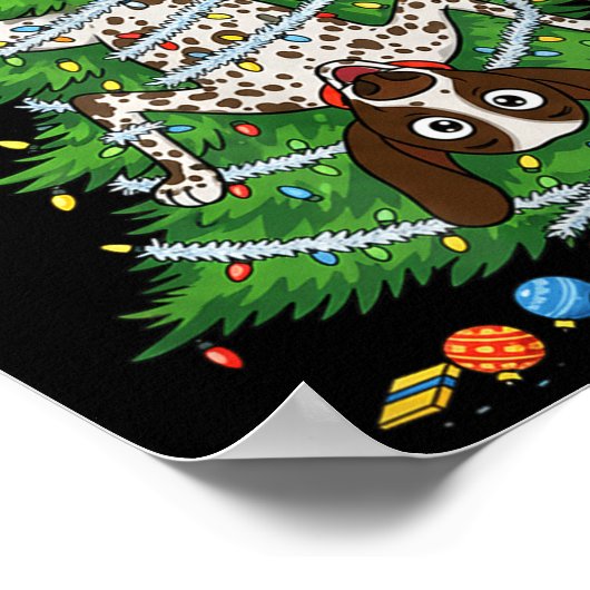 Funny German Shorthaired Inter Dog Christmas Tree Poster (Ecke)