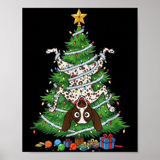 Funny German Shorthaired Inter Dog Christmas Tree Poster (Vorne)