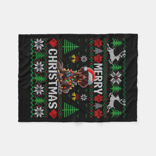 Funny German Shorthaired Inter Dog Ugly Xmas Sweat Fleecedecke (Vorderseite (Horizontal))