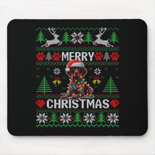 Funny German Shorthaired Inter Dog Ugly Xmas Sweat Mousepad (Vorne)