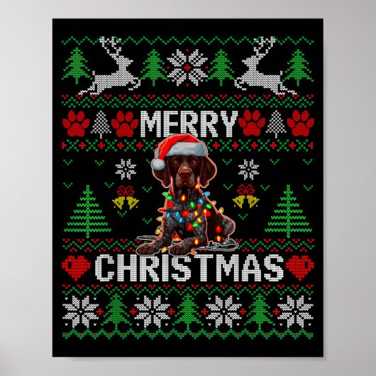 Funny German Shorthaired Inter Dog Ugly Xmas Sweat Poster (Vorne)