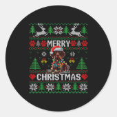 Funny German Shorthaired Inter Dog Ugly Xmas Sweat Runder Aufkleber (Vorderseite)
