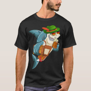 Funny Germany Lederhosen Shark Beer Drinker Oktobe T-Shirt