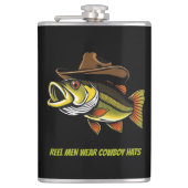 Funny Geschenk Bass Fisch mit Cowboy Hat Flachmann (Vorderseite)