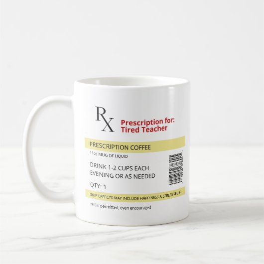 Funny Geschenk Idee für Teacher Kaffee Lover Rx Kaffeetasse (Links)