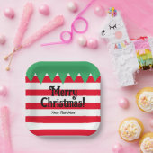 Funny gestreift elf Anzug Brauch Weihnachten Party Pappteller (Party)