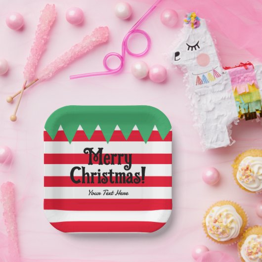 Funny gestreift elf Anzug Brauch Weihnachten Party Pappteller (Party)